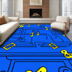 Blue Yellow Musical Notes Graphic Rug
