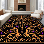Orange Skeleton With Swirling Vines Rug