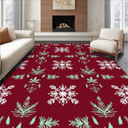 Crimson Snowflakes and Ferns Arrangement Rug