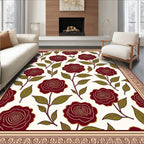 Crimson Rose Vine Garden Rug