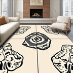 Black And White Tree Ring Elements Rug