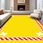 Bright Yellow Red White Bone Border Rug
