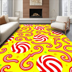 Whimsical Red Swirl Candy Stripes Rug