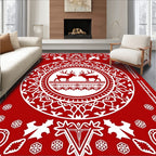 Vintage Red Reindeer Forest Medallion Rug