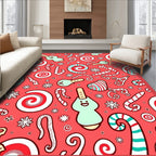 Sweet Red Candy and Snowflakes Rug