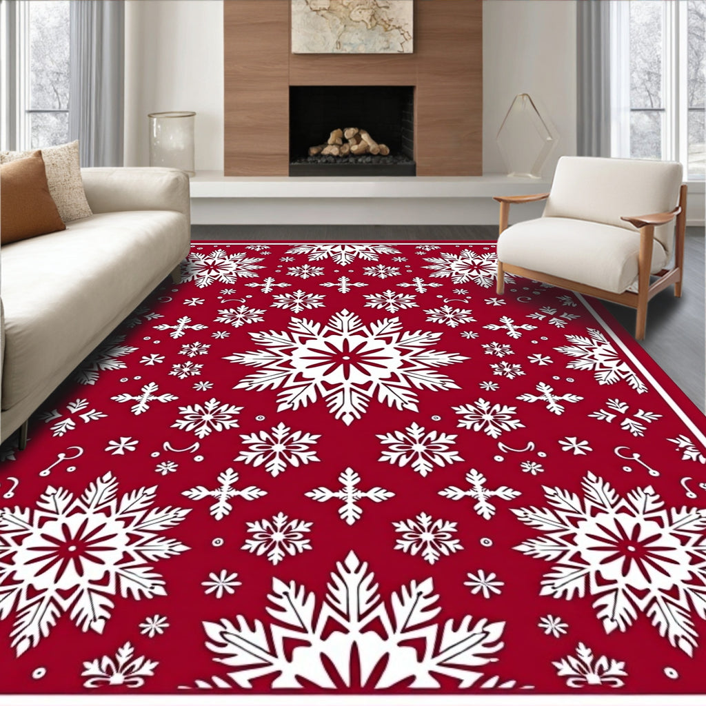 Crimson Snowflake Medallion Arrangement Rug
