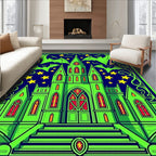 Gothic Green Castle Bats Stars Rug