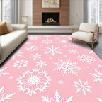 Pink White Snowflake Collage Rug