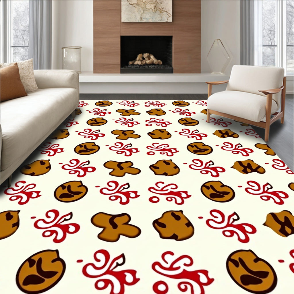 Brown Red Swirl Cookie Collage Rug