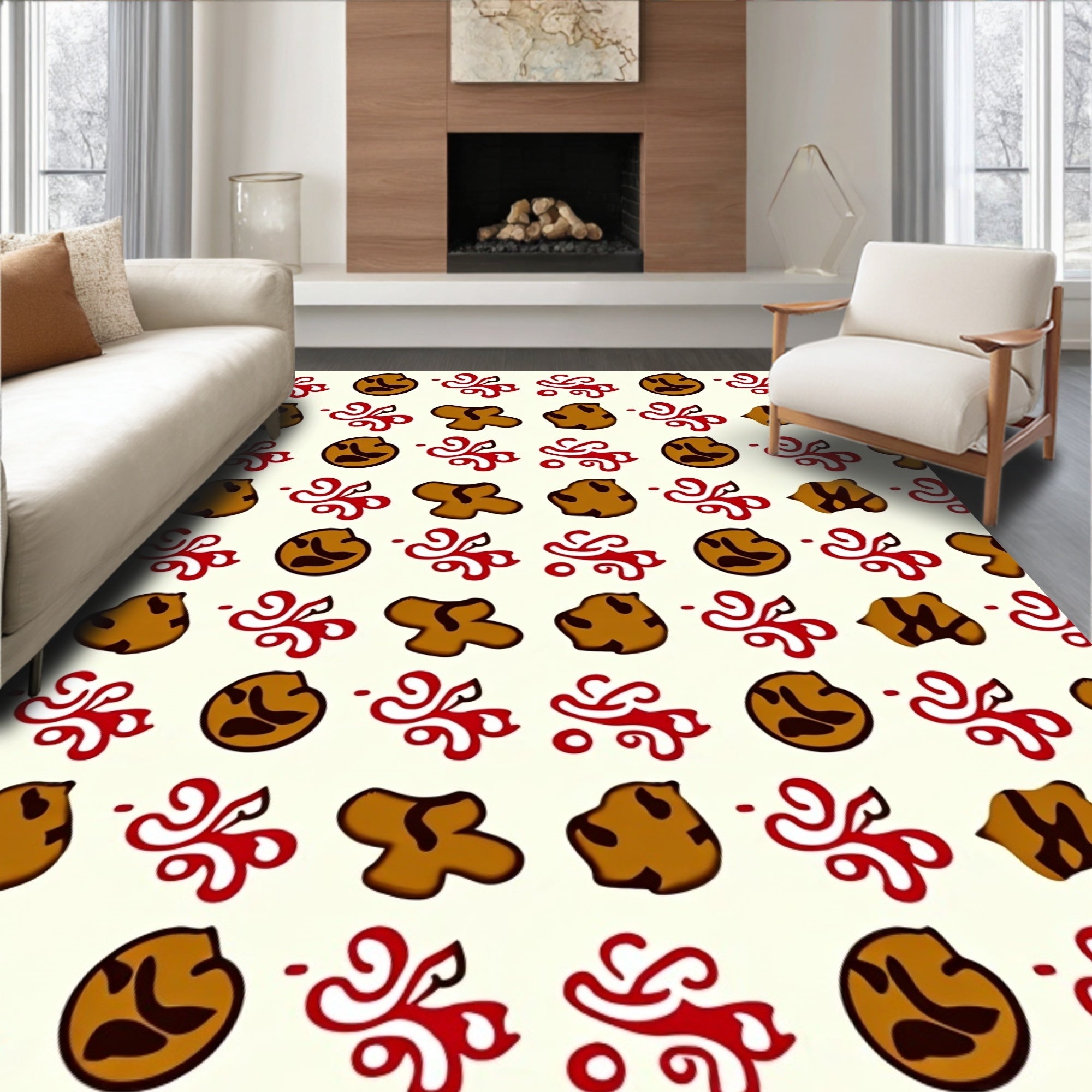 Brown Red Swirl Cookie Collage Rug