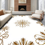 Golden Medallion Swirl Floral Art Rug