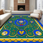 Emerald Green Floral Medallion Frame Rug
