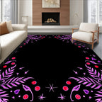 Whimsical Pink Leaf Crimson Dot Sprig Rug