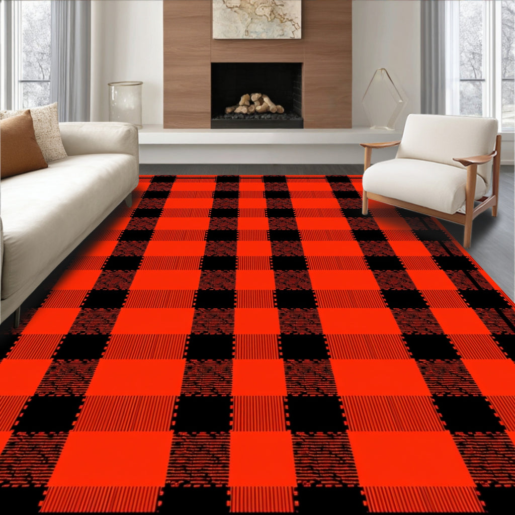 Classic Red Black Buffalo Plaid Rug
