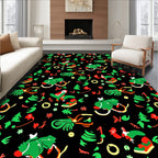 Playful Christmas Red Green Sled Rug