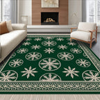 Forest Green Snowflake Border Rug