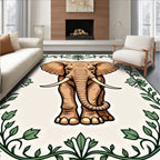 Brown Elephant Floral Vine Regal Rug