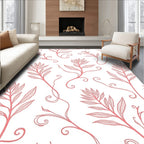 Coral Vine Botanical Leaf Swirls Rug