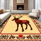 Dark Brown Deer with Red Festive Saddle Rug
