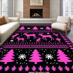 Pink Deer and Tree Nordic Rug