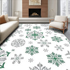 Green And Gray Snowflake Cluster Rug