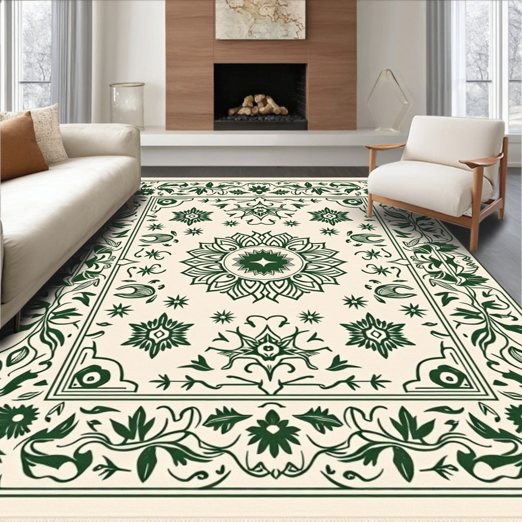 Deep Forest Bloom Mandala Tapestry Rug