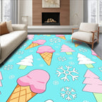 Pastel Pink Ice Cream Snowflakes Trees Rug