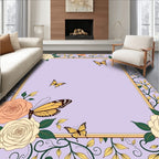 Blush Rose Yellow Butterfly Garden Rug