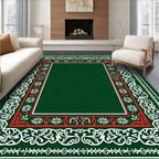 Classic Red White Emerald Border Rug