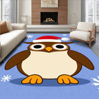 Cute Christmas Owl Snowflakes Rug