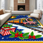 Holiday Express Wreath Train Snow Rug