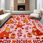Whimsical Gnomes Autumn Gifts Pink Rug