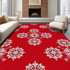 Festive White Snowflake Mandala Background Rug