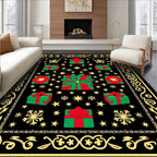 Red Green Gift Boxes Snowflakes Border Rug