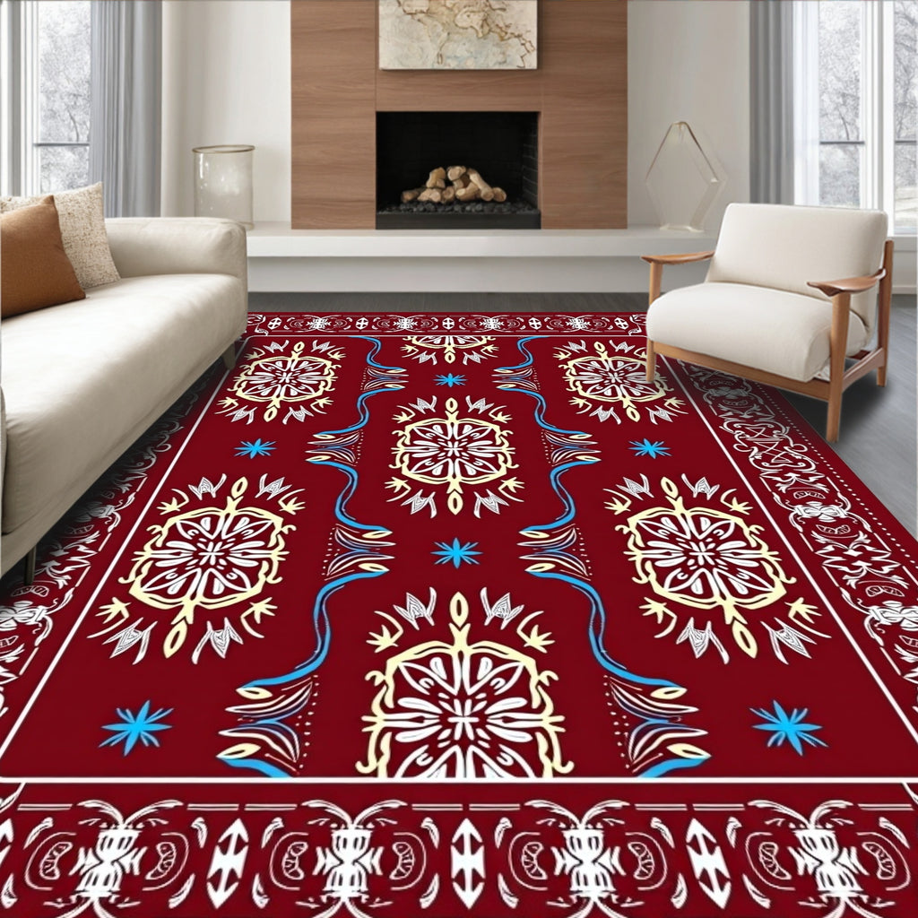Deep Red Floral Medallion Harmony Rug