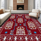 Deep Red Floral Medallion Harmony Rug