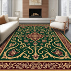 Emerald Red Gold Floral Medallion Rug