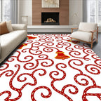 Red Gold Bell Swirl Arrangement Rug
