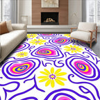 Bold Retro Floral Swirl Rug