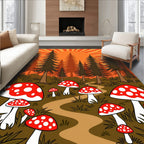 Whimsical Red Mushroom Forest Path Rug