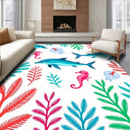 Playful Dolphins Seahorses Sea Flora Rug