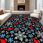 Whimsical Red Birds Snowflakes Whiteness Rug
