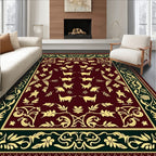 Rich Burgundy Golden Animal Border Rug