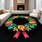 Whimsical Orange Bell Botanical Garland Rug