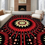 Crimson Yellow Sunburst Rays Rug
