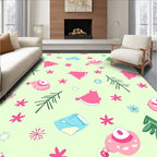 Pink Festive Ornaments And Trees Rug