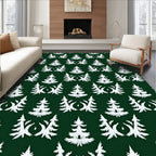 White Forest Symmetry Green Rug