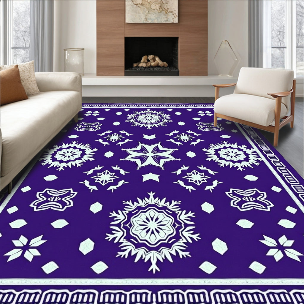 Deep Indigo Starburst Mandala Rug