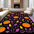 Orange Pumpkin Vine Purple Yellow Black Rug