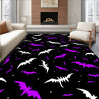 Purple White Bat Cosmic Night Rug